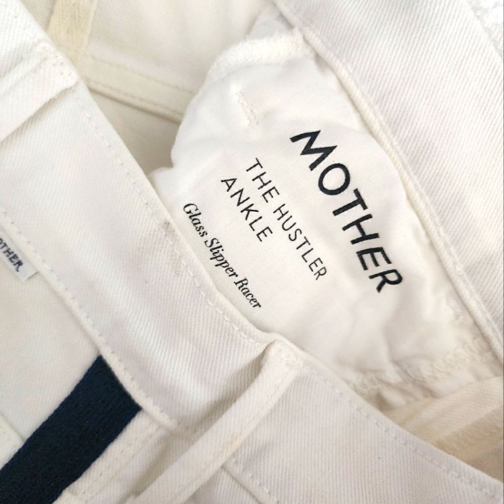 Mother Denim the Hustler ankle glass sleeper racer jeans white black - Picture 7 of 16
